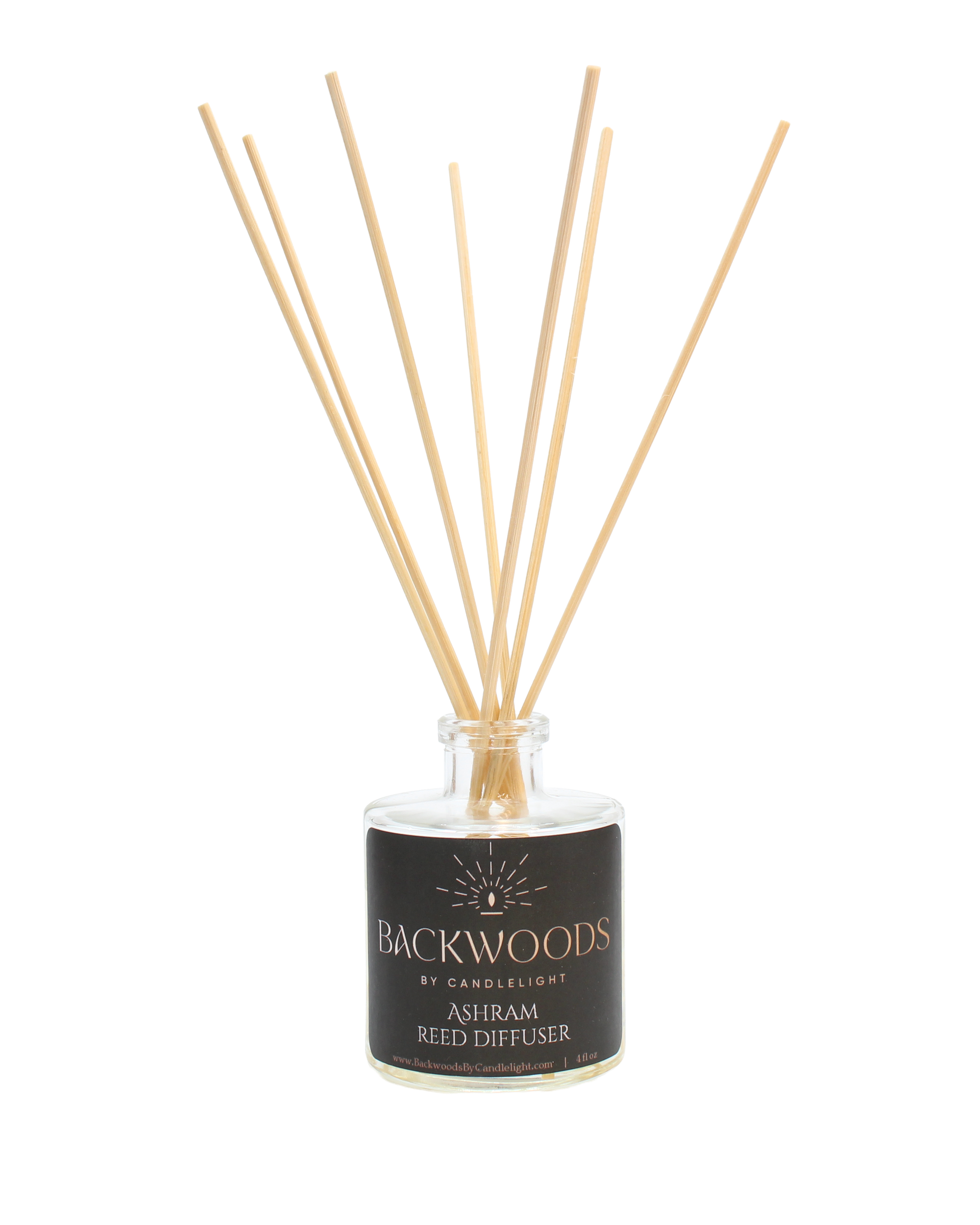 Non-toxic reed diffuser, natural reed diffuser sticks, white background. Ashram reed diffuser.