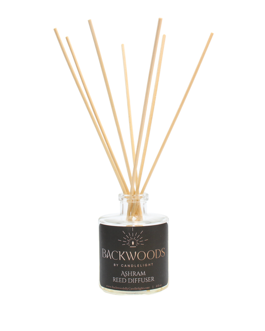 Non-toxic reed diffuser, natural reed diffuser sticks, white background. Ashram reed diffuser.