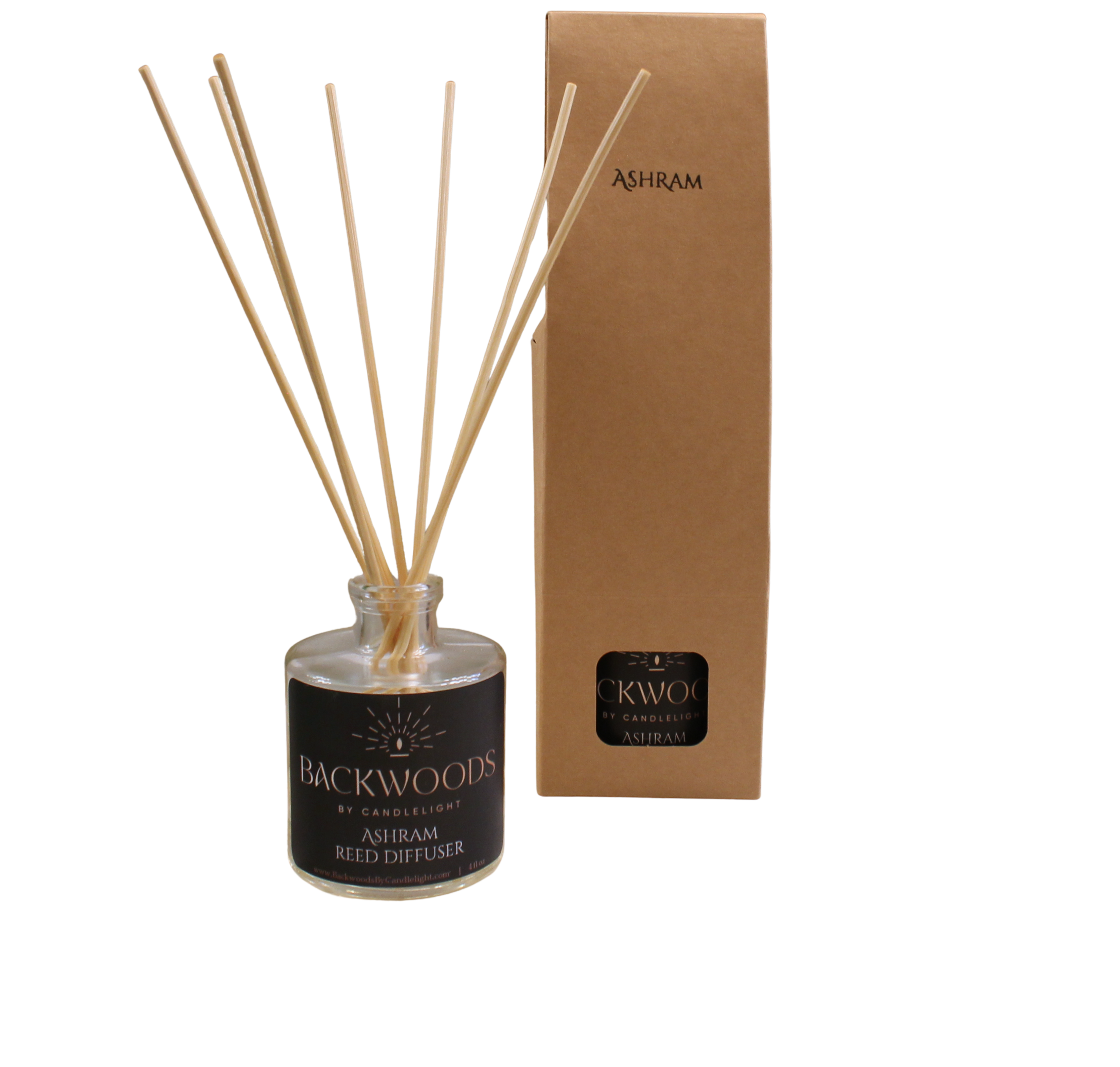 Non-toxic reed diffuser, natural reed diffuser sticks, white background. Ashram reed diffuser.