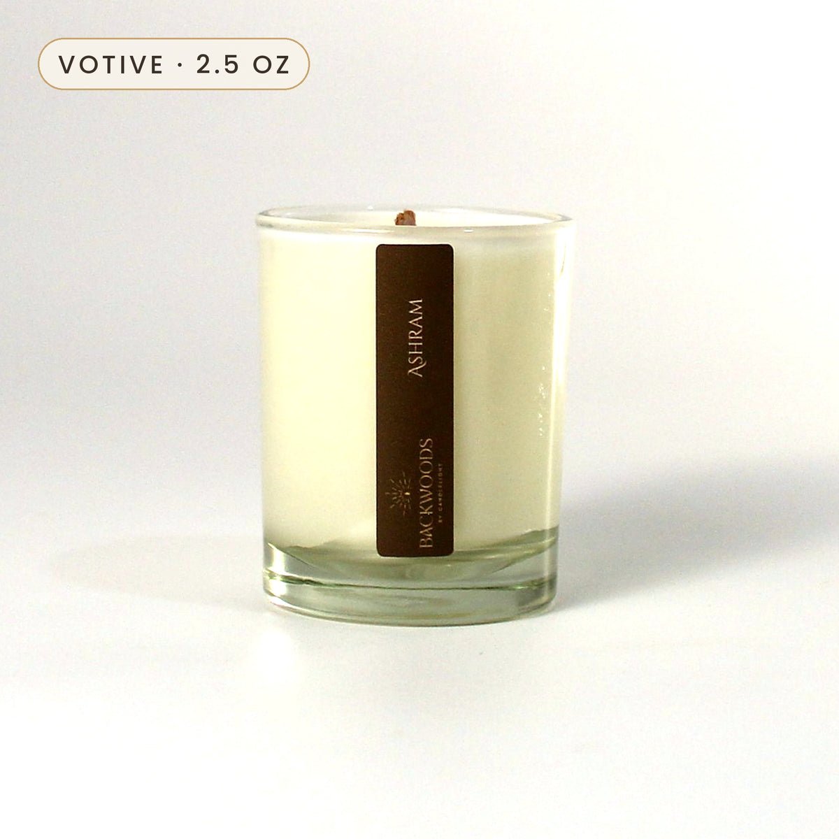 Ashram 2.5 oz votive candle with wooden wick