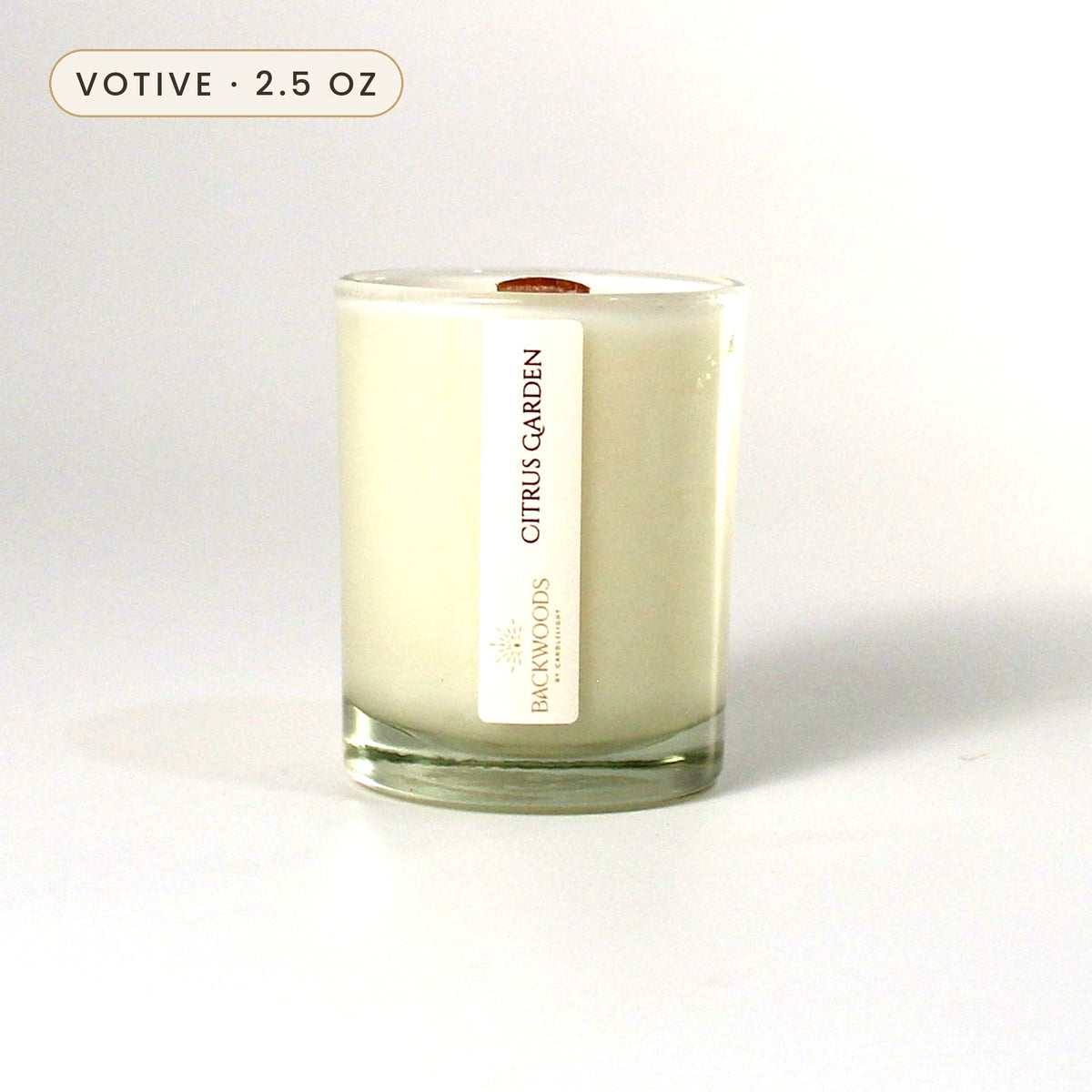 Citrus Garden 2.5 oz votive candle with wooden wick