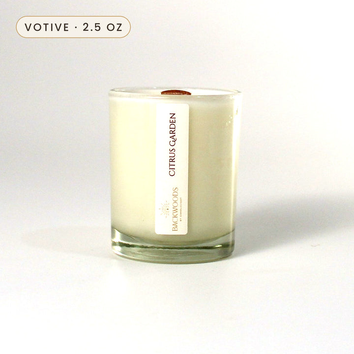 Citrus Garden 2.5 oz votive candle with wooden wick