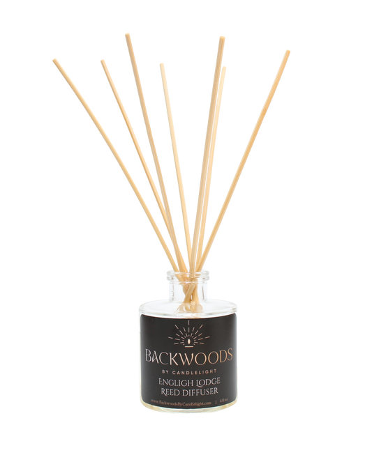 Non-toxic reed diffuser, natural reed diffuser sticks, white background. English Lodge reed diffuser.
