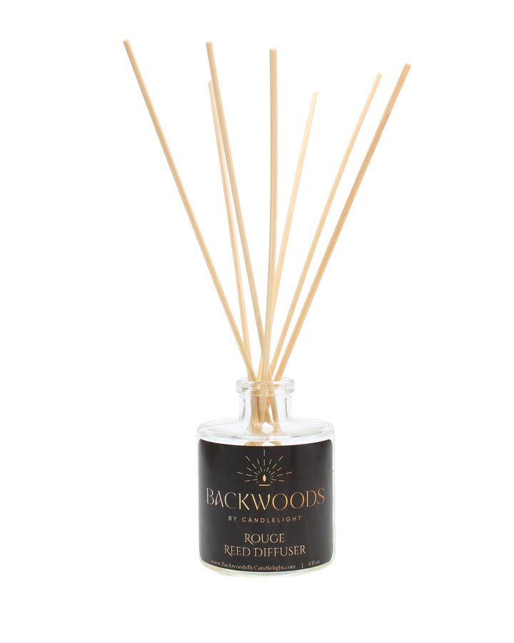 Non-toxic reed diffuser, natural reed diffuser sticks, white background. Rouge reed diffuser.