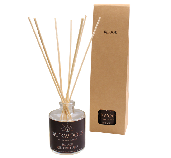 Non-toxic reed diffuser, natural reed diffuser sticks, white background. Rouge reed diffuser.